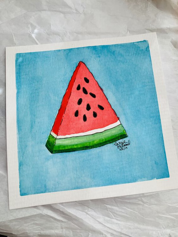 Watermelon Painting Art Ideas Using Watercolor Watermelon Paintings for Kids