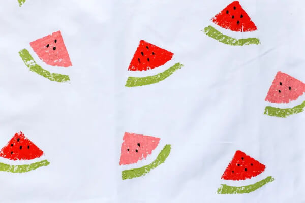Watermelon Sponge Stamped Tea Towels Painting Watermelon Paintings for Kids