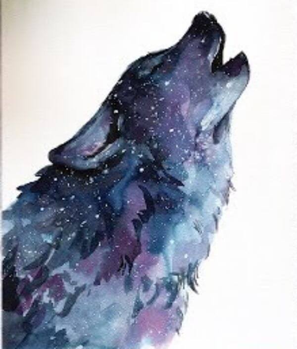 Wolf Watercolor Painting For Kids