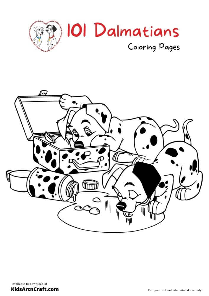 101 Dalmatians Coloring Pages For Kids – Free Printables
