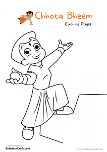 Chhota Bheem Coloring Page featuring a cheerful cartoon character for kids