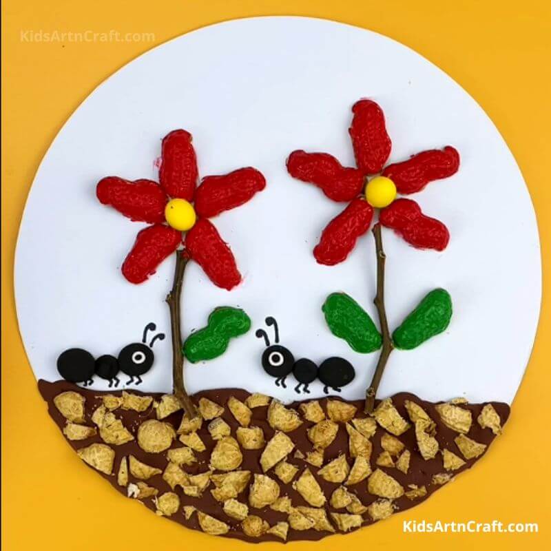 Best DIY Flower and Ant Craft from Peanut/Groundnut shells