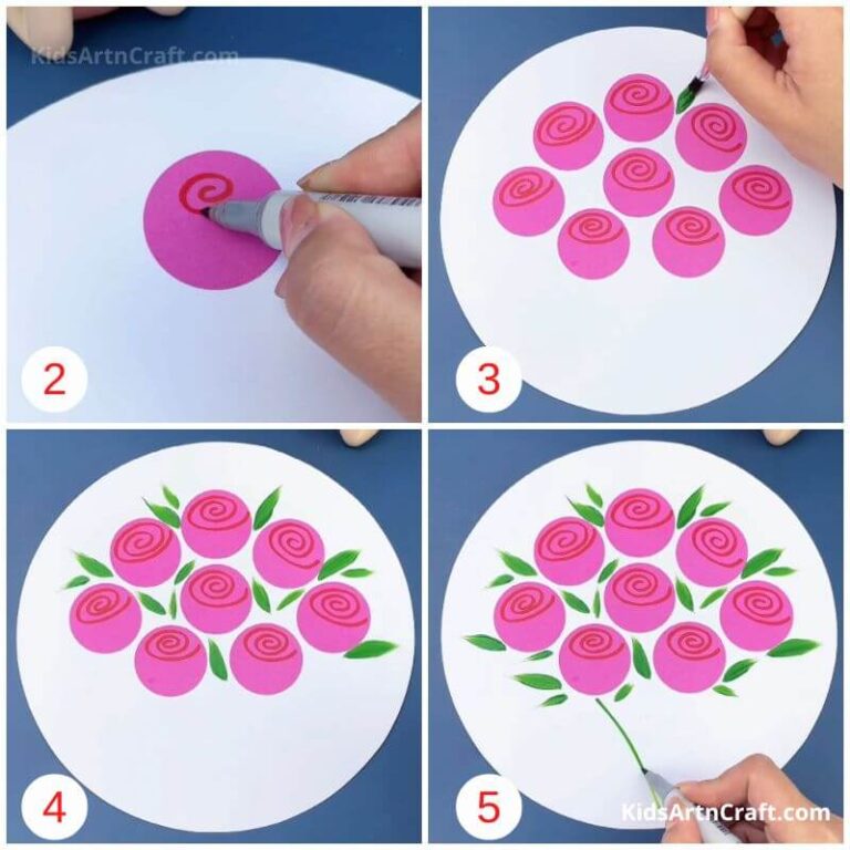 Bouquet Painting Step by Step Tutorial for Kids - Kids Art & Craft