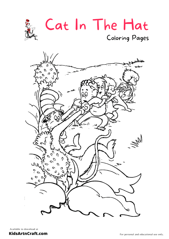 Cat In The Hat Coloring Pages For Kids – Free Printables