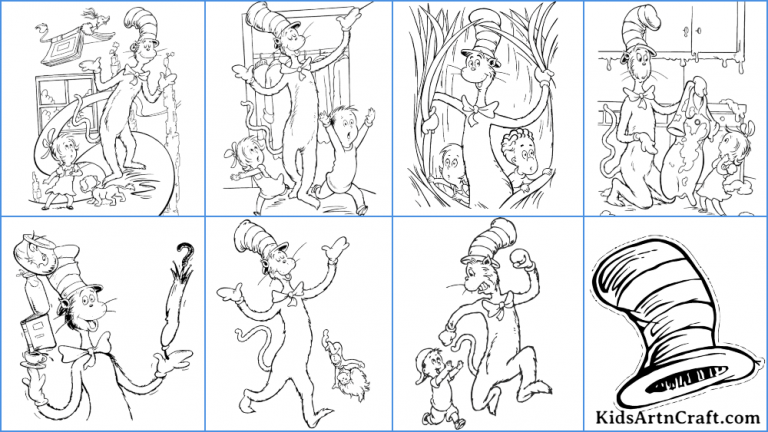 Cat in the Hat Coloring Pages For Kids – Free Printables - Kids Art & Craft