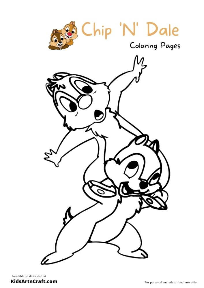 Chip and Dale Coloring Pages For Kids