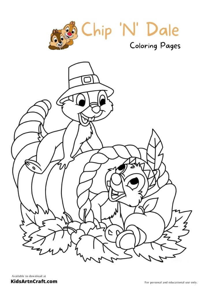 Chip and Dale Coloring Pages For Kids
