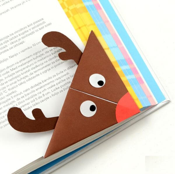 Christmas Origami Ideas That Kids Can Make Origami Reindeer Corner Bookmark