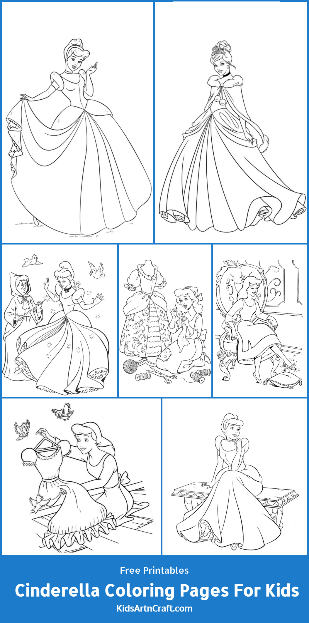 Cinderella Coloring Pages For Kids – Free Printables