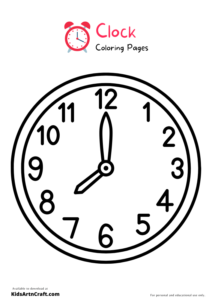 Clock Coloring Pages For Kids Free Printables Kids Art Craft