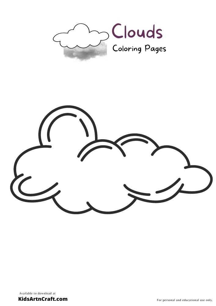 Clouds Coloring Pages For Kids – Free Printables