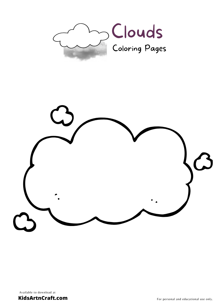 Clouds Coloring Pages For Kids – Free Printables