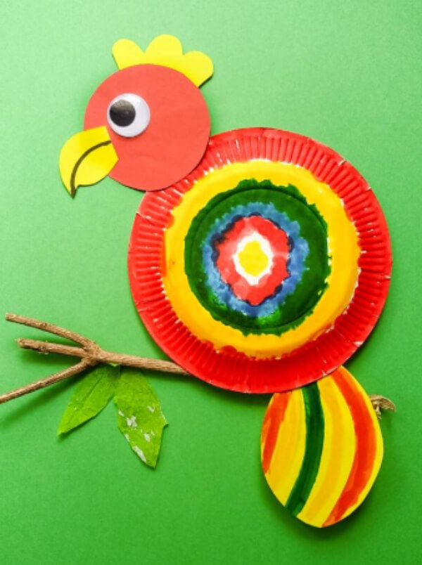 Paper Plate Colorful Parrot Craft For Kids