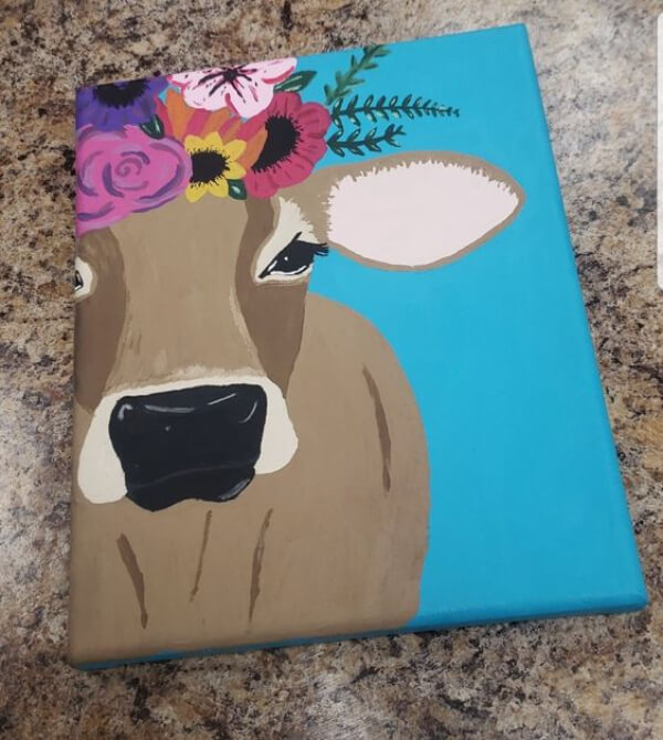 Cow Face Canvas Painting Art