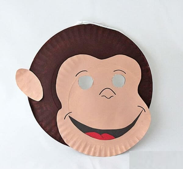 Curious George Monkey Paper Plate Mask Crafts For Kids