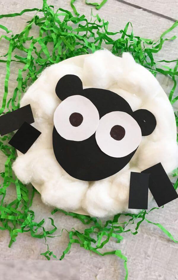 Cute Sheep Paper Plate Easter Craft Using Cotton For Kids