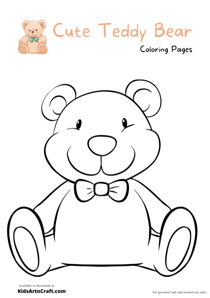 Cute Teddy Bear Coloring Pages For Kids – Free Printables
