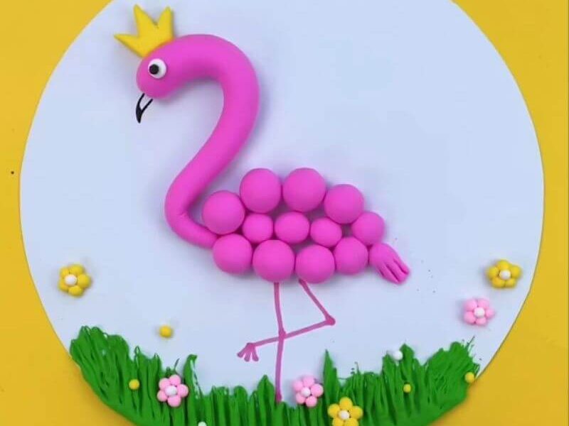 DIY Easy PlayDoh Flamingo Decorative Art and Craft for Kids Step by
