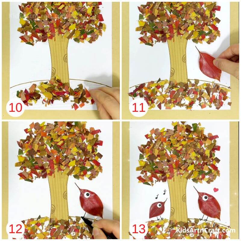 DIY How to Make A Tree from Fallen Leaves Art and Craft for Kids