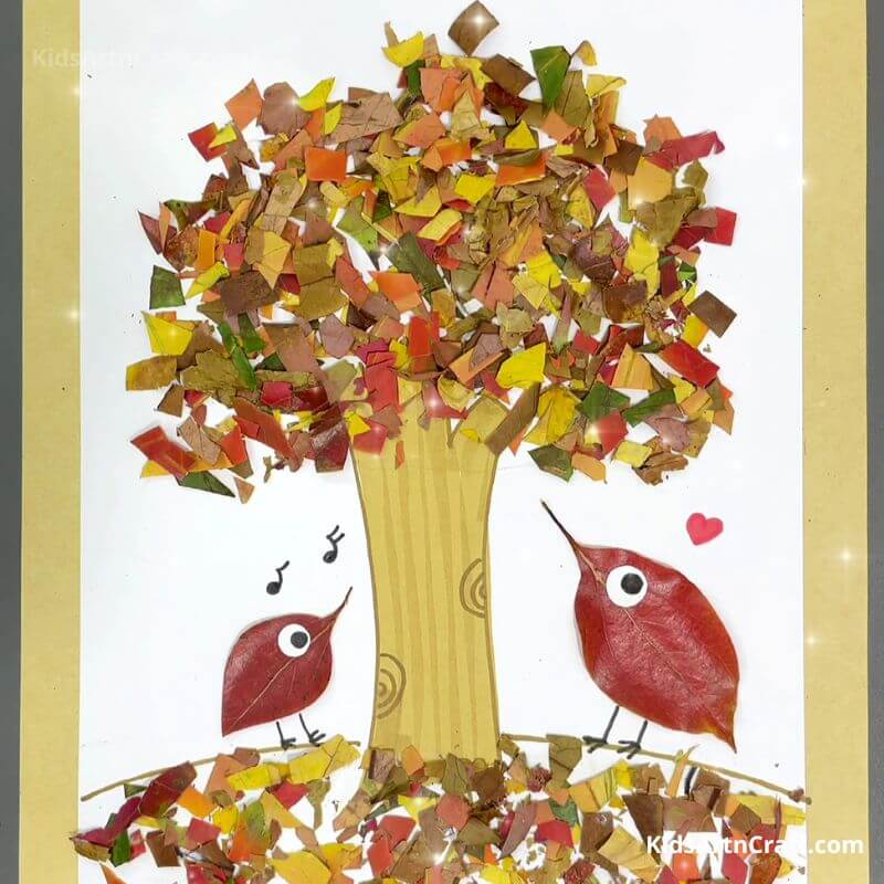 DIY How to Make A Tree from Fallen Leaves Art and Craft for Kids