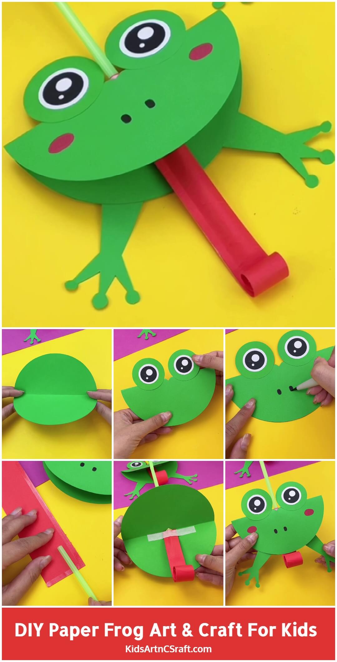 DIY How to Make Paper Frog Art and Craft for Kids-Step by Step Tutorial