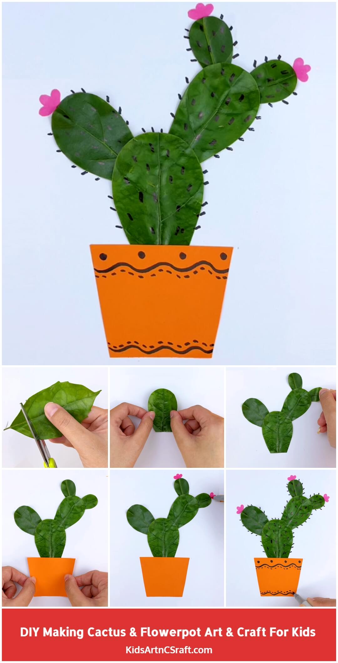 DIY Making Cactus and Flowerpot Art and Craft for Kids
