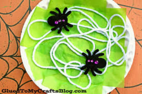 DIY Paper Plate Spider Web Craft With Yarn