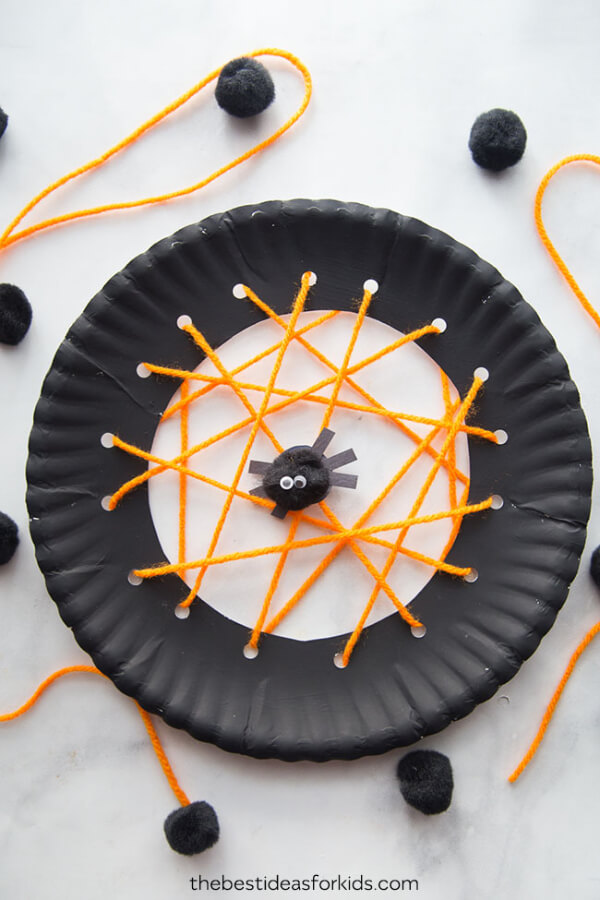 DIY Spider Web Craft With Paper Plate For Kids