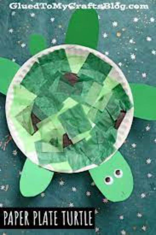 DIY Turtle Craft With Paper Plate And Tissue Paper