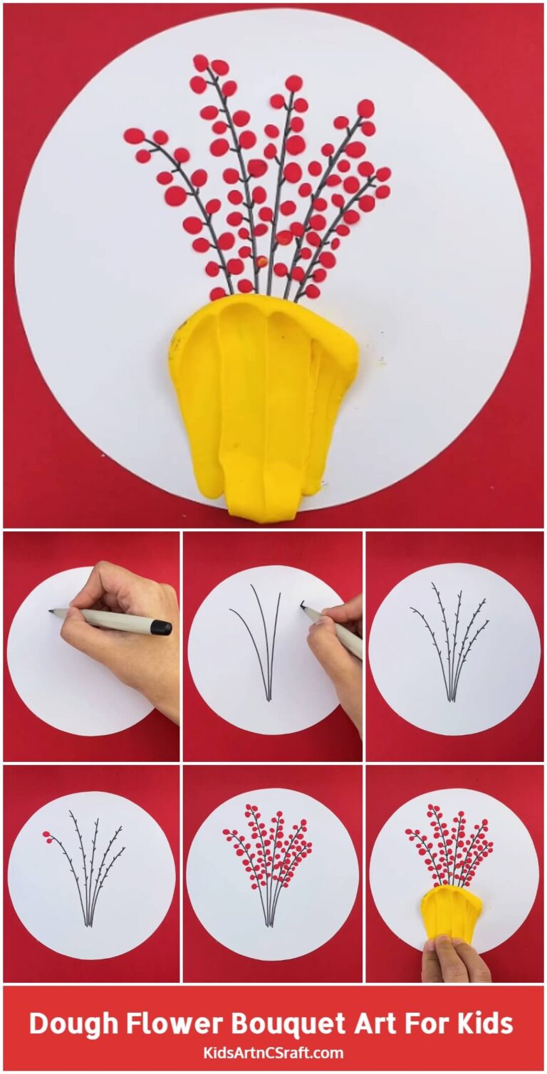 Dough Flower Bouquet Art for Kids - Step by Step Tutorial - Kids Art ...