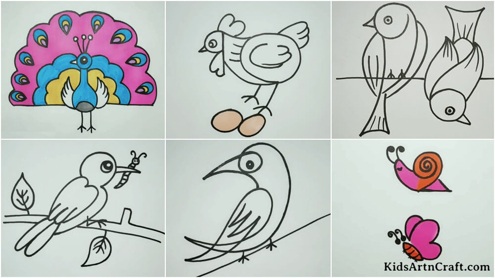 Drawing Ideas for Kids - Birds & Other Animals - Kids Art & Craft