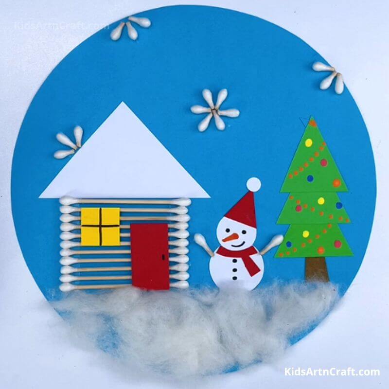 Easy Christmas Crafts with Cotton Ear buds -Step by step tutorial for Kids