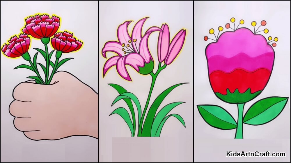 Flower painting colored classical handdrawn sketch vectors stock in format  for free download 4.03MB