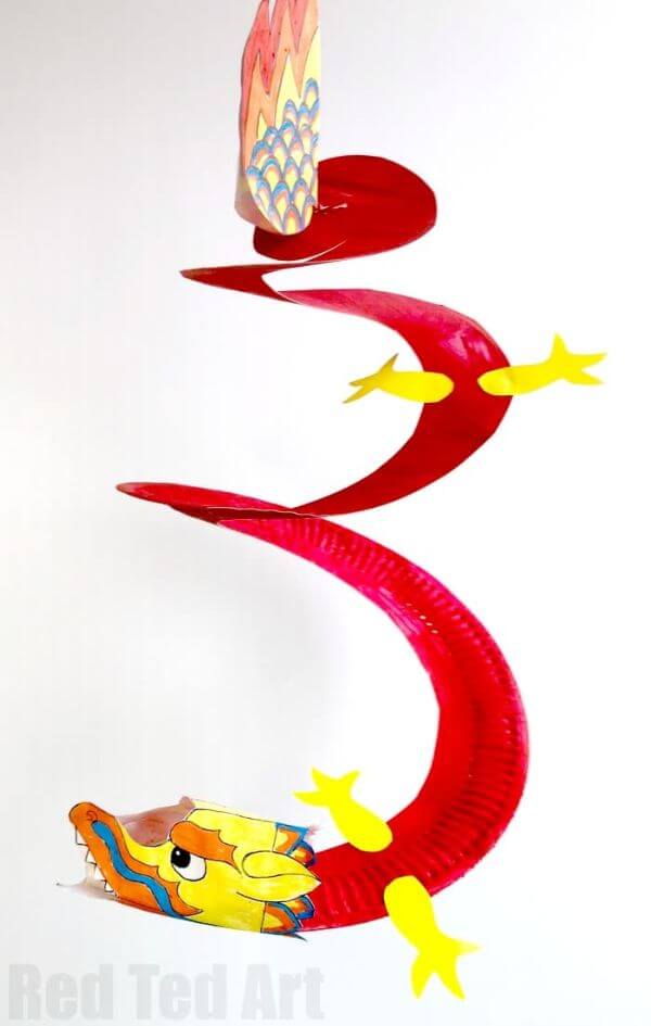 Easy Chinese Dragon Twirler Paper Plate Craft For New Year