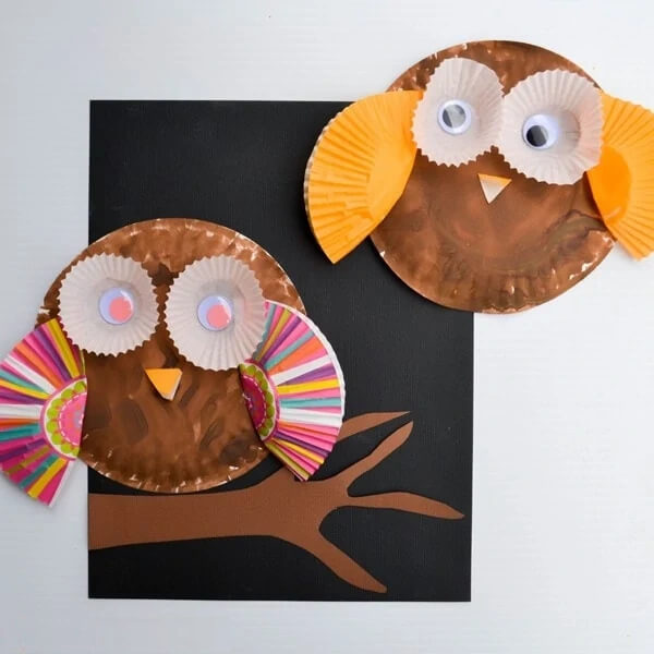 Easy Paper Plate & Cupcake Liner Owl Craft For Kids