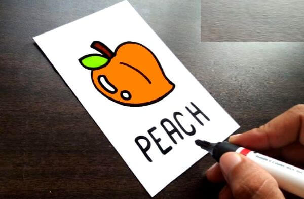 Easy peach Fruit Drawing & Sketch Tutorial For Kids