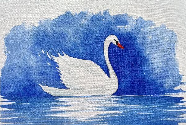 Easy Swan Painting With Watercolor For Kids