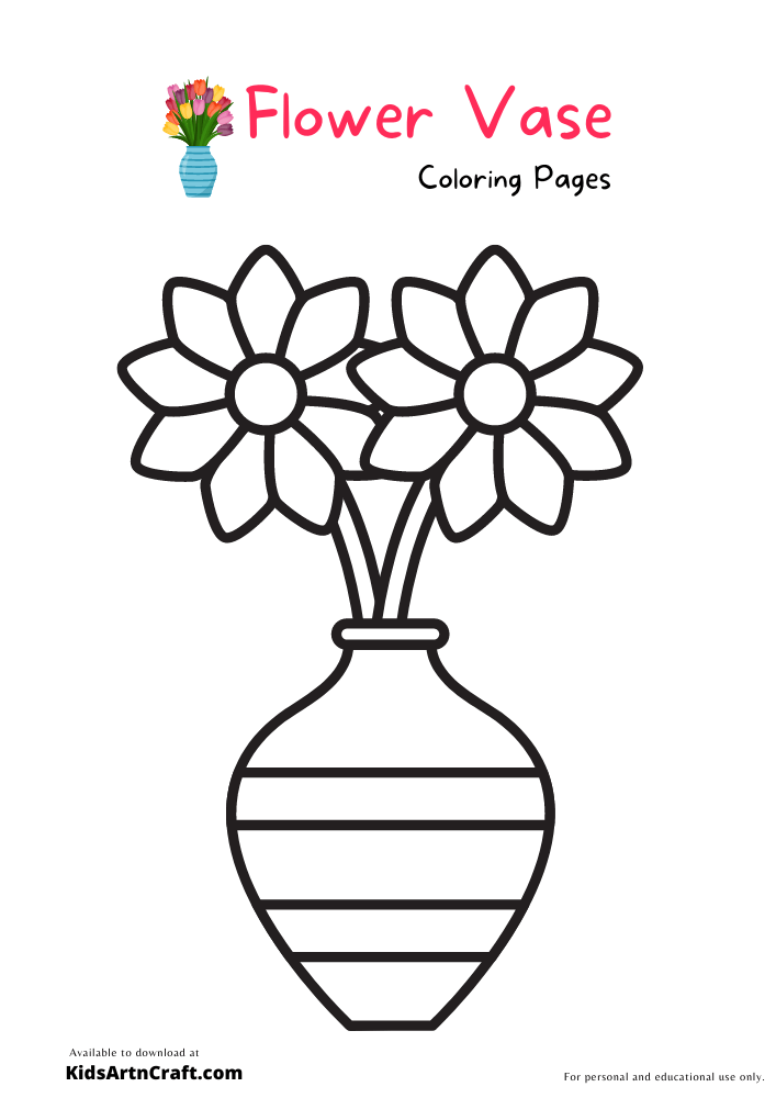 Flower Vase Coloring Pages For Kids – Free Printables