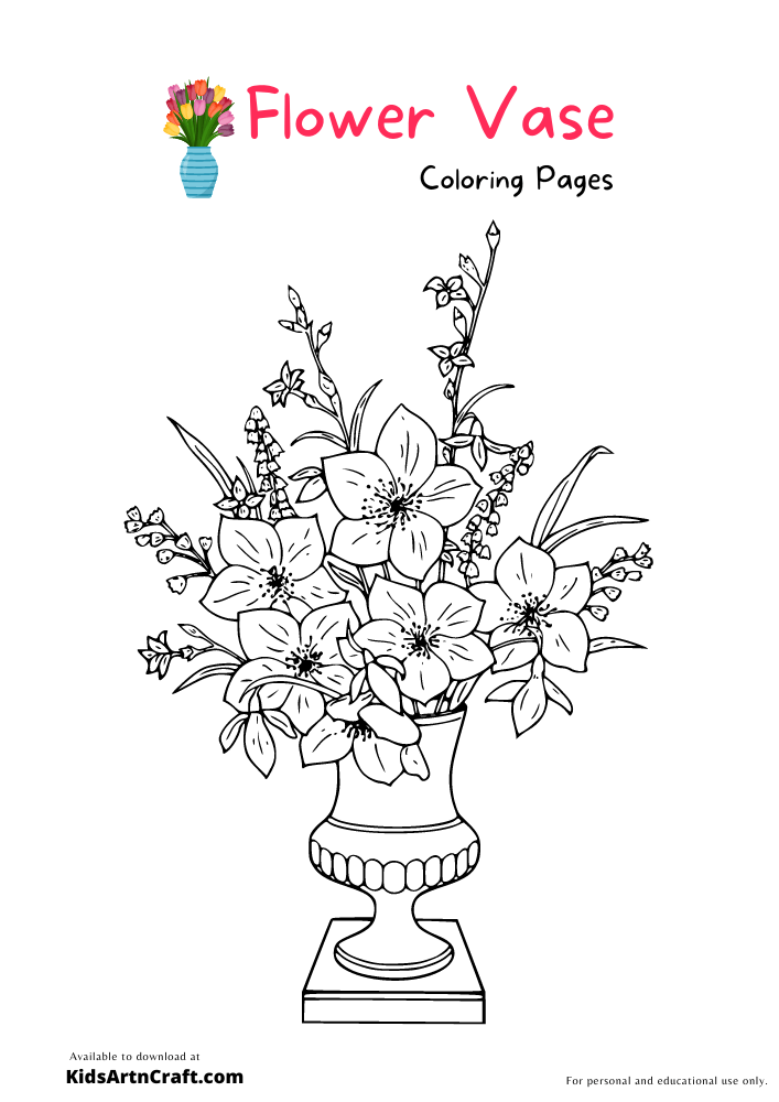 Flower Vase Coloring Pages For Kids – Free Printables