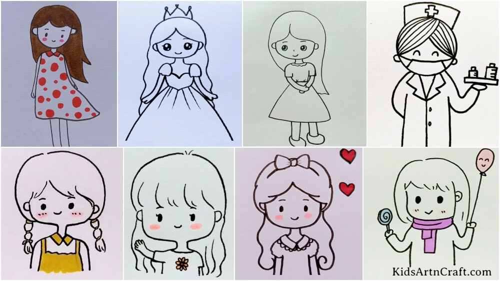 Little Girl Drawing Step by Step || How to draw a baby Girl-saigonsouth.com.vn