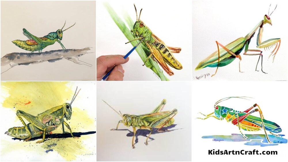 Grasshopper Paintings For Kids