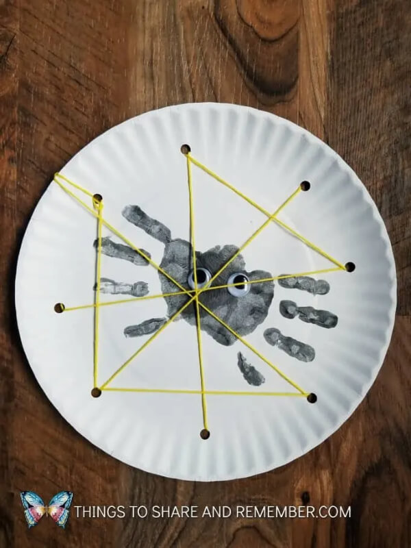 Handprint Spider Web Craft Using Paper Plate
