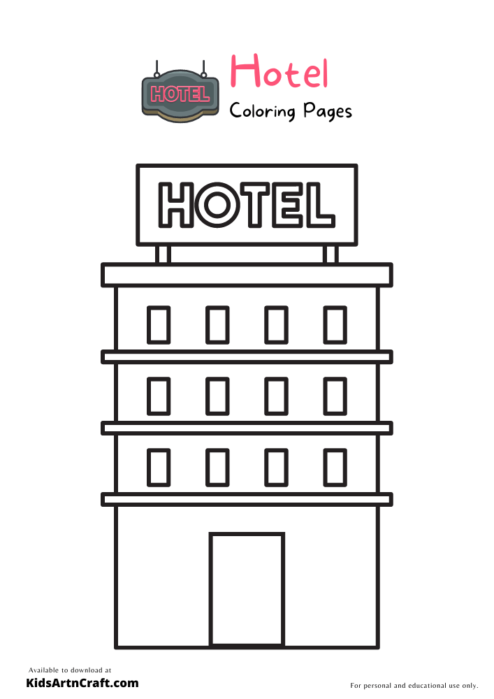 Hotel Coloring Pages For Kids – Free Printables