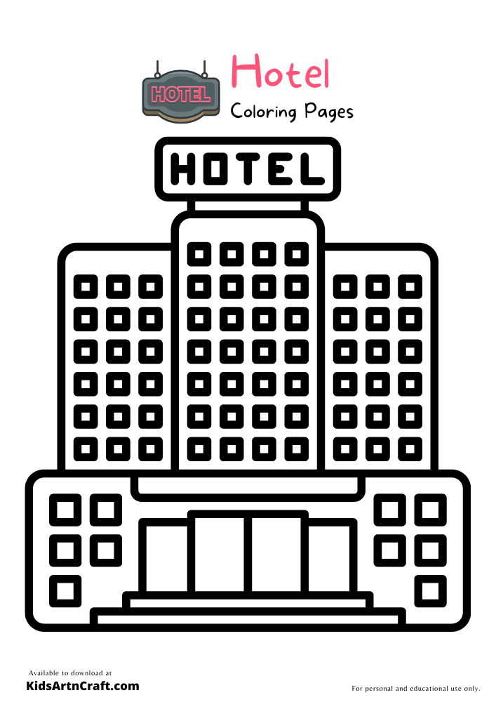 Hotel Coloring Pages For Kids – Free Printables