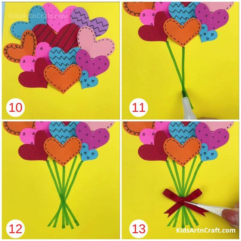DIY How to Make Heart Bouquet with Paper Art and Craft for Kids Step by Step Tutorial