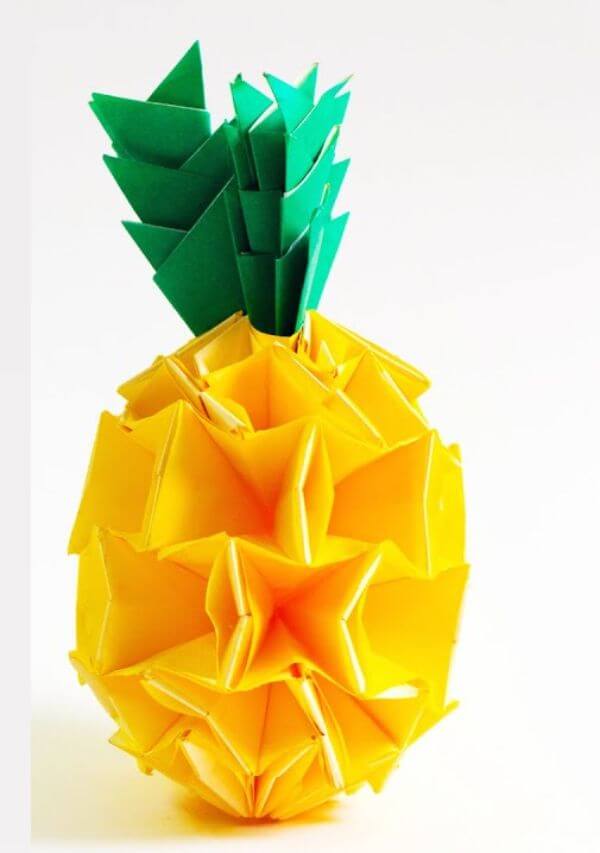 How To Make Origami Pineapple Fruits Craft For Kids