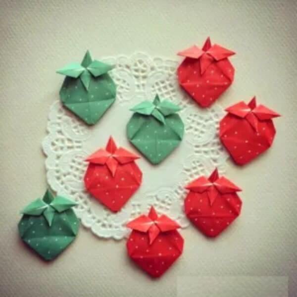 Strawberry Fruit Origami For Kids