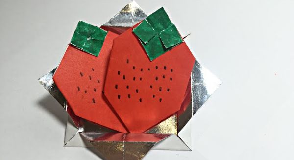 Strawberry Origami Paper Craft For Kids