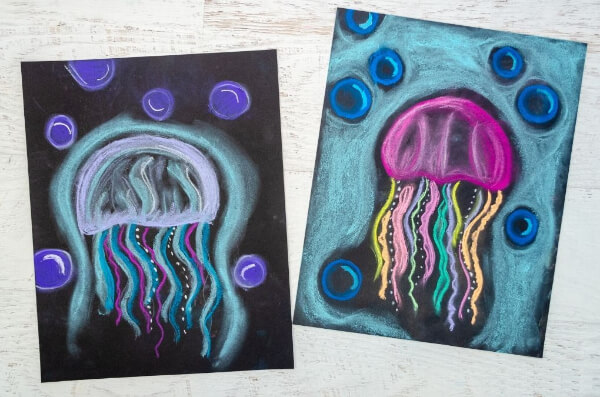 Chalk Pastel Jellyfish Drawing Art Project