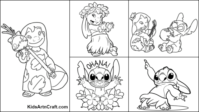 Lilo & Stitch Coloring Pages For Kids – Free Printables - Kids Art & Craft